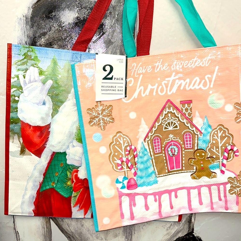 Pack of 2 Santa Gingerbread reusable bag set
